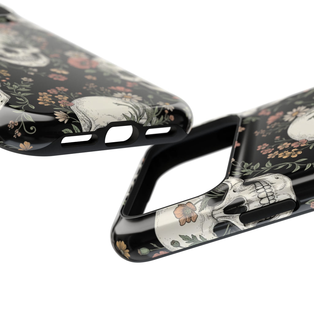 Skull & Floral Magnetic Phone Case — Impact-Resistant iPhone Cover