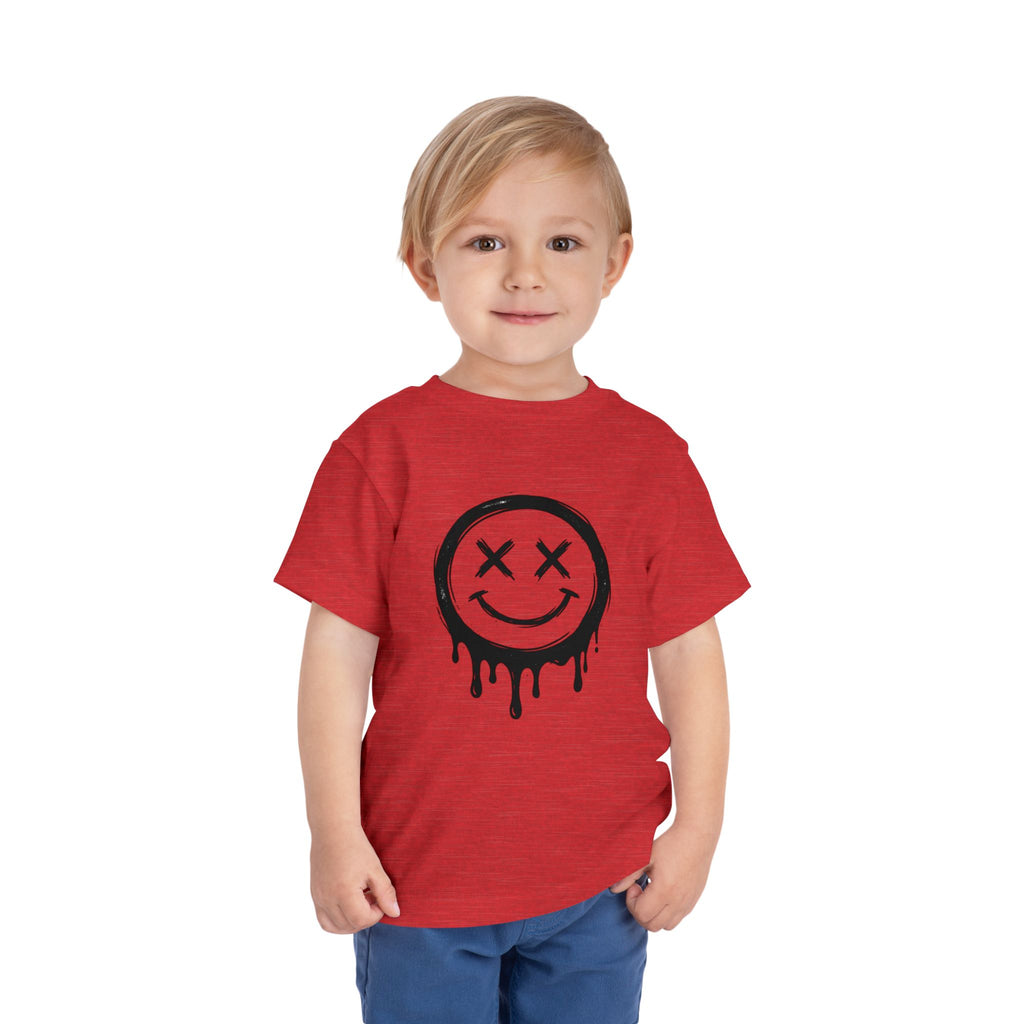 Toddler Tee — Dripping Smiley Face Graphic Kids Shirt