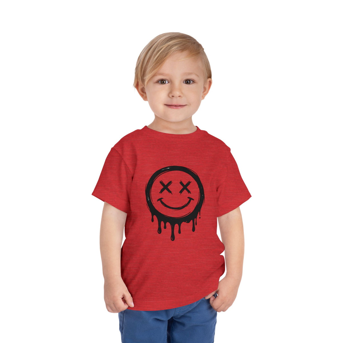 Toddler Tee — Dripping Smiley Face Graphic Kids Shirt