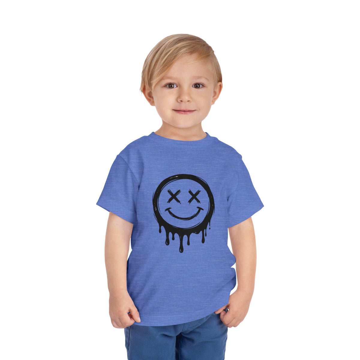 Toddler Tee — Dripping Smiley Face Graphic Kids Shirt