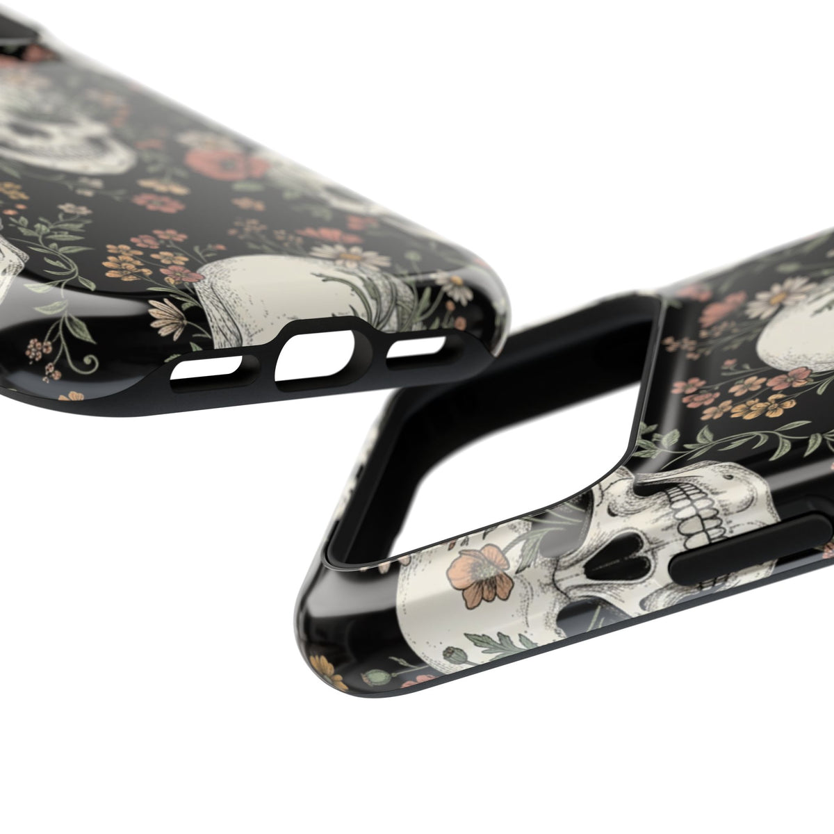 Skull & Floral Magnetic Phone Case — Impact-Resistant iPhone Cover