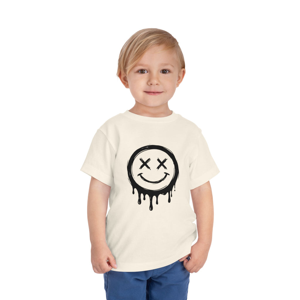 Toddler Tee — Dripping Smiley Face Graphic Kids Shirt