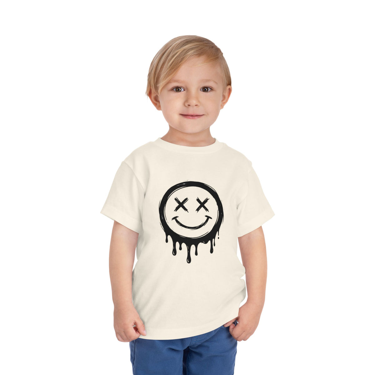 Toddler Tee — Dripping Smiley Face Graphic Kids Shirt