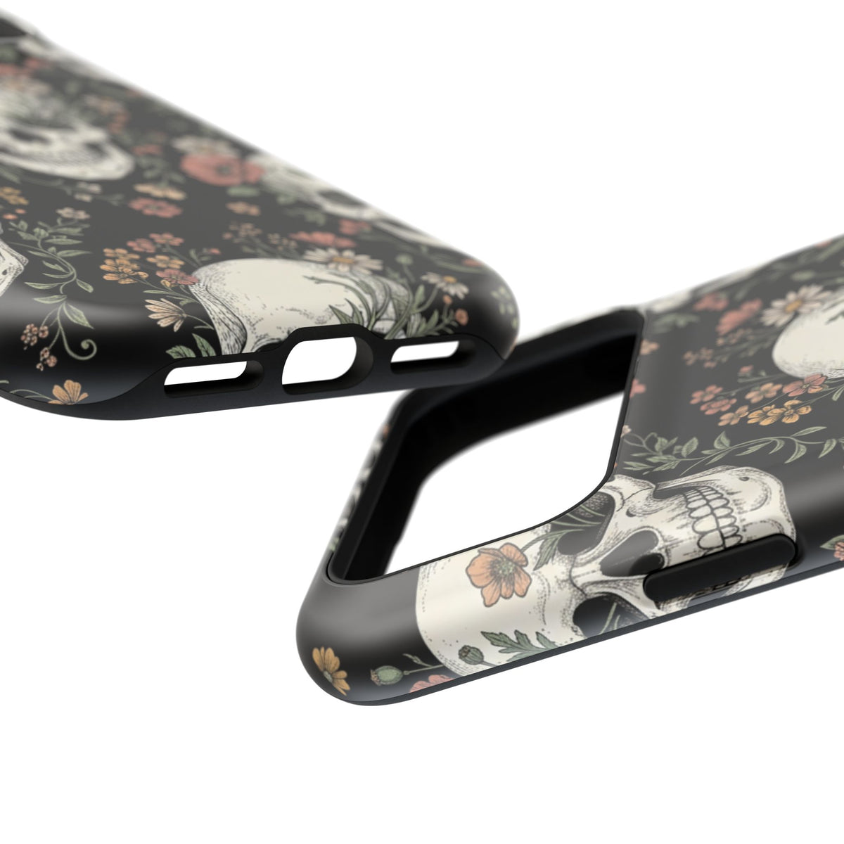 Skull & Floral Magnetic Phone Case — Impact-Resistant iPhone Cover