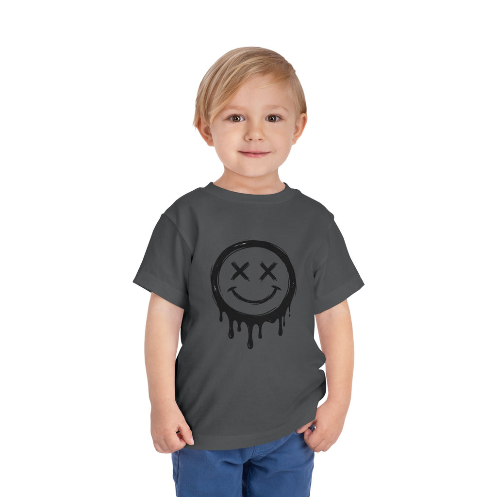 Toddler Tee — Dripping Smiley Face Graphic Kids Shirt