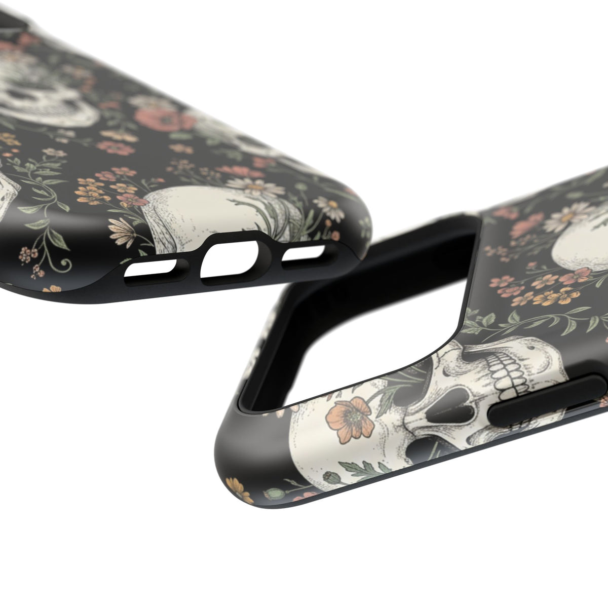 Skull & Floral Magnetic Phone Case — Impact-Resistant iPhone Cover