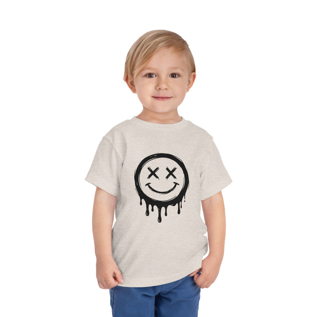 Toddler Tee — Dripping Smiley Face Graphic Kids Shirt
