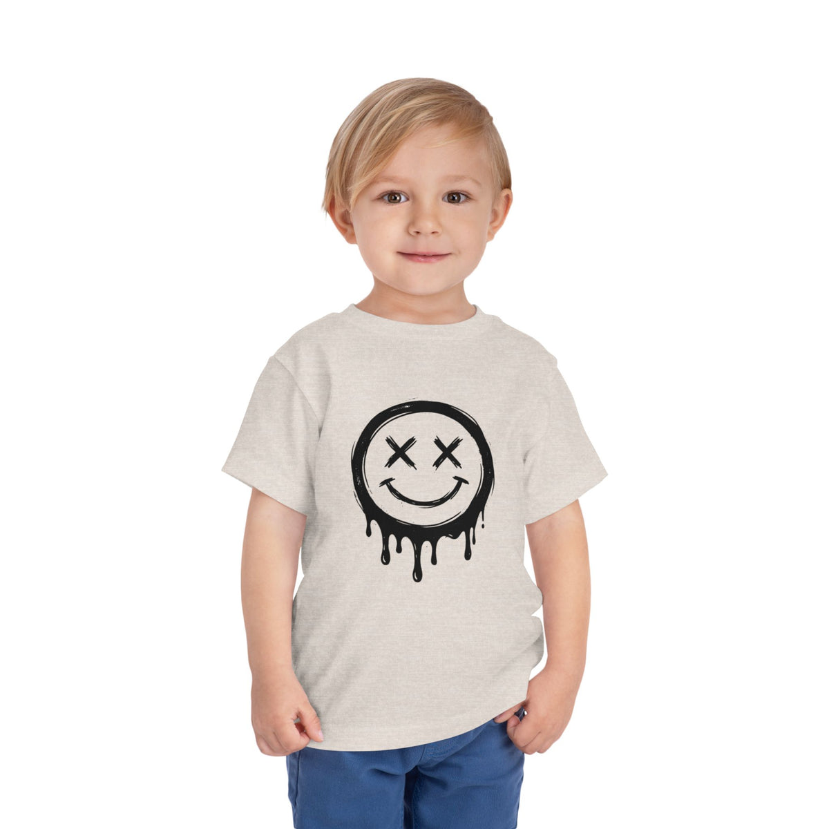 Toddler Tee — Dripping Smiley Face Graphic Kids Shirt