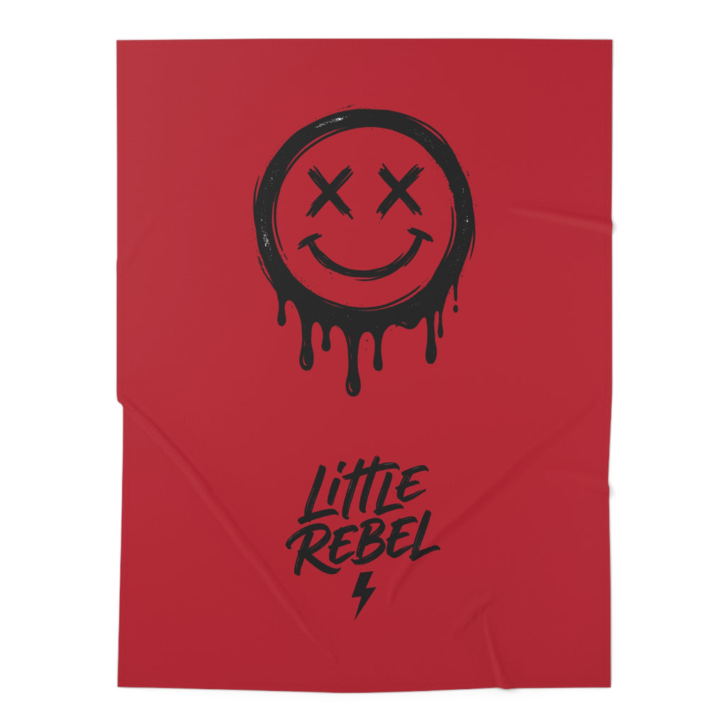 Little Rebel Baby Swaddle Blanket — Red Drip Smiley Newborn Wrap