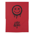 Little Rebel Baby Swaddle Blanket — Red Drip Smiley Newborn Wrap