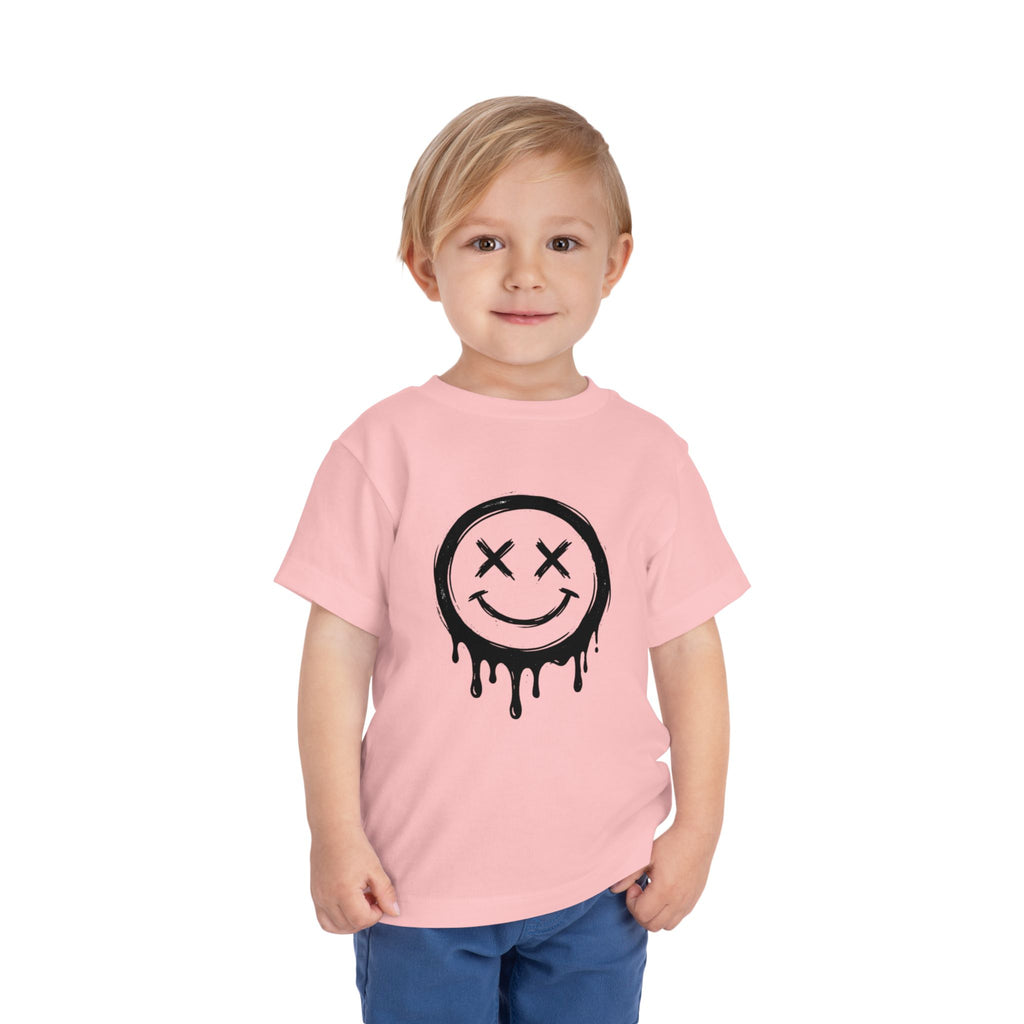 Toddler Tee — Dripping Smiley Face Graphic Kids Shirt