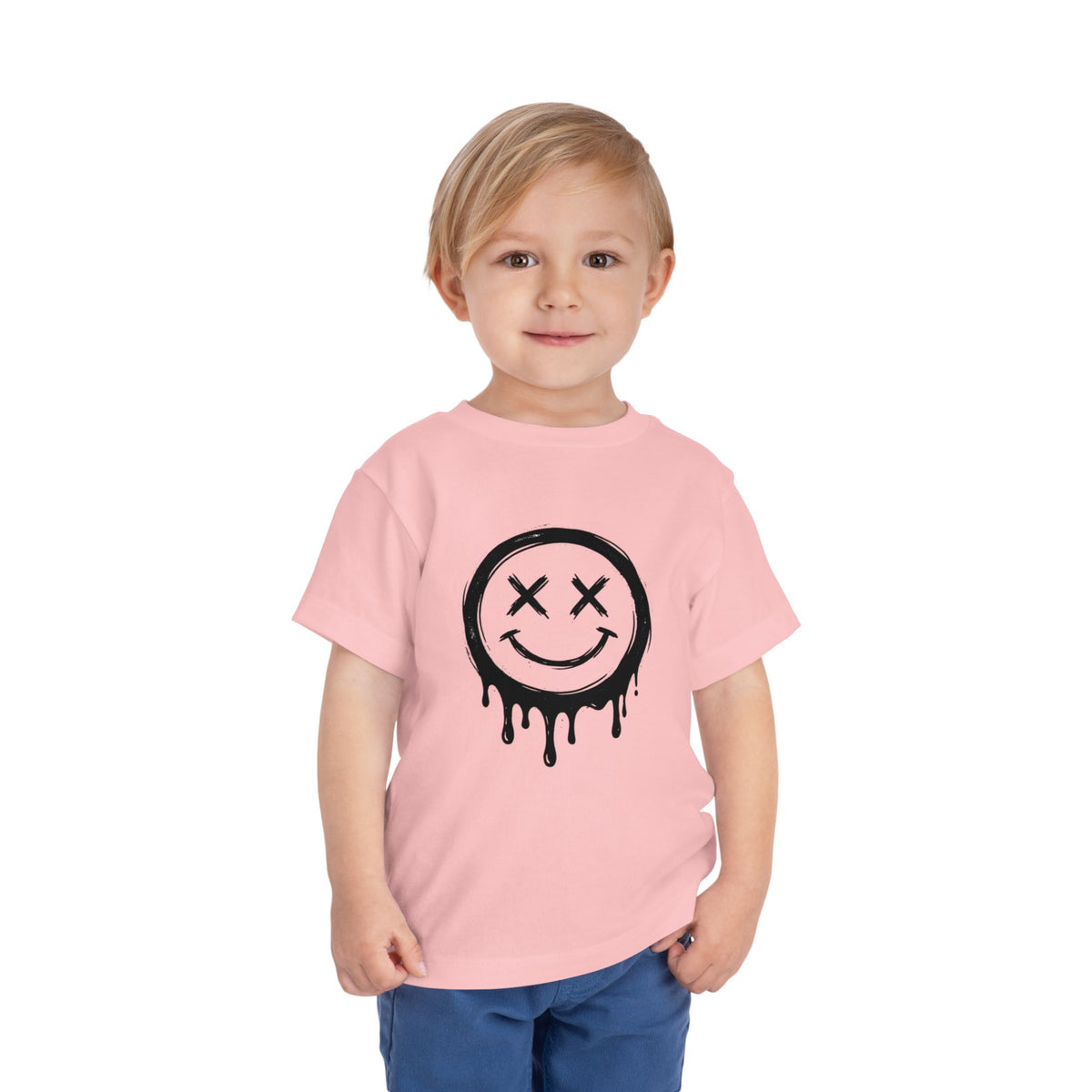Toddler Tee — Dripping Smiley Face Graphic Kids Shirt