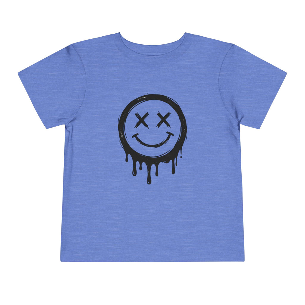 Toddler Tee — Dripping Smiley Face Graphic Kids Shirt