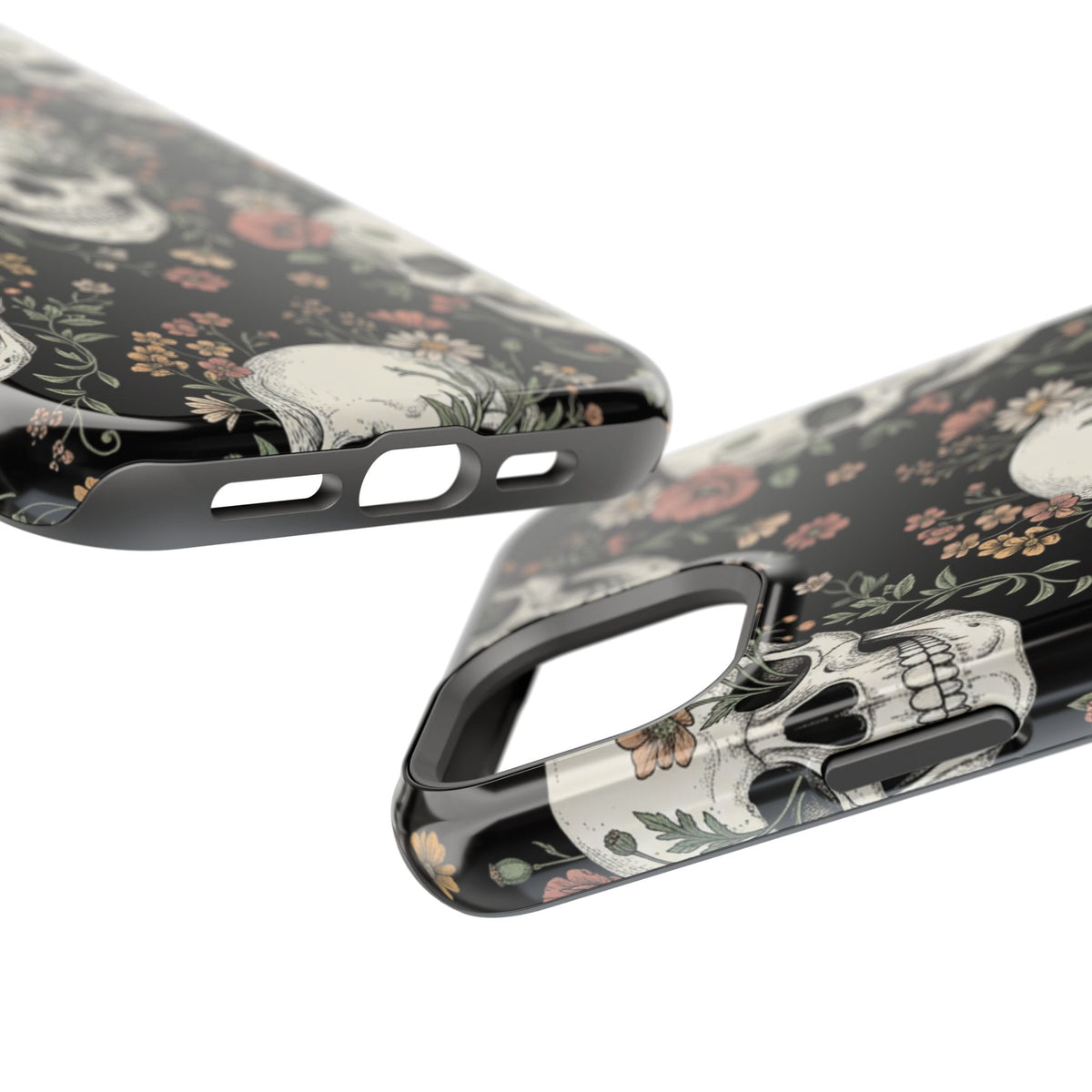 Skull & Floral Magnetic Phone Case — Impact-Resistant iPhone Cover