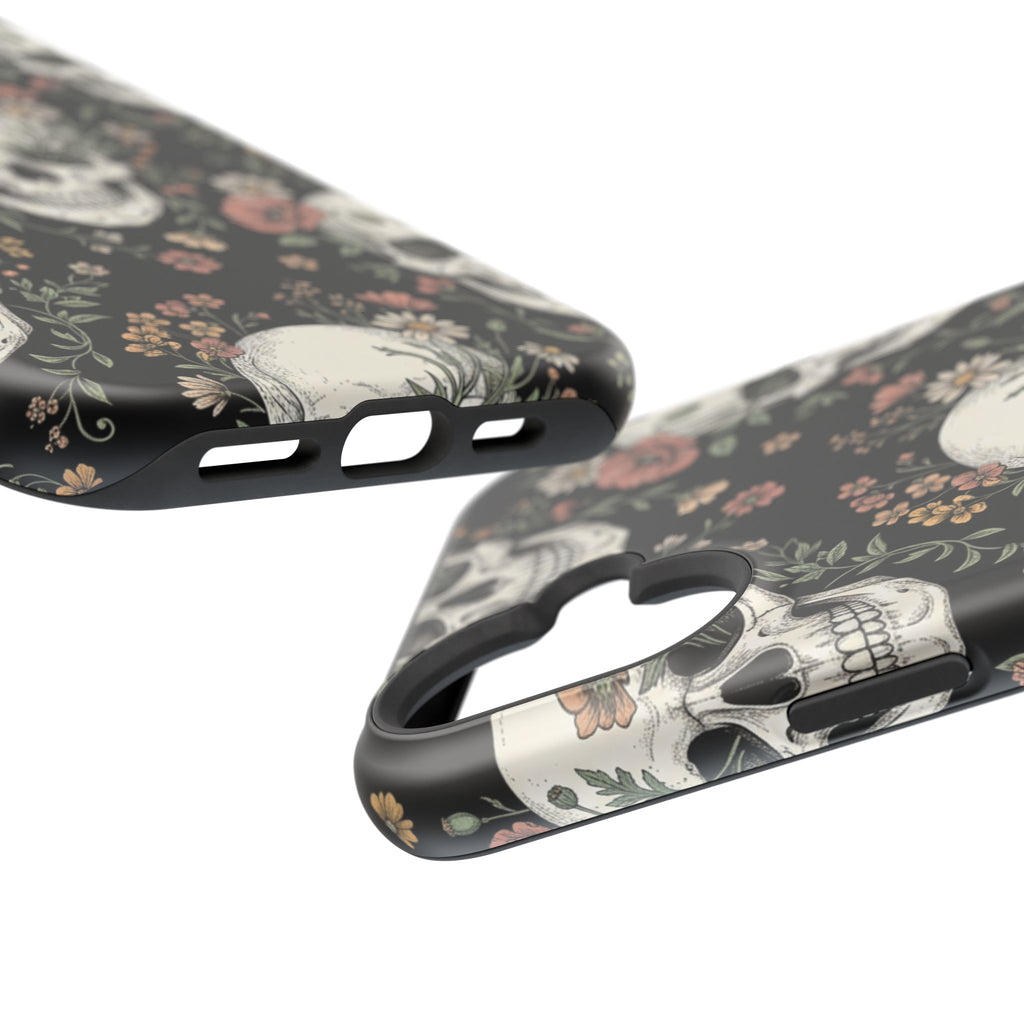 Skull & Floral Magnetic Phone Case — Impact-Resistant iPhone Cover