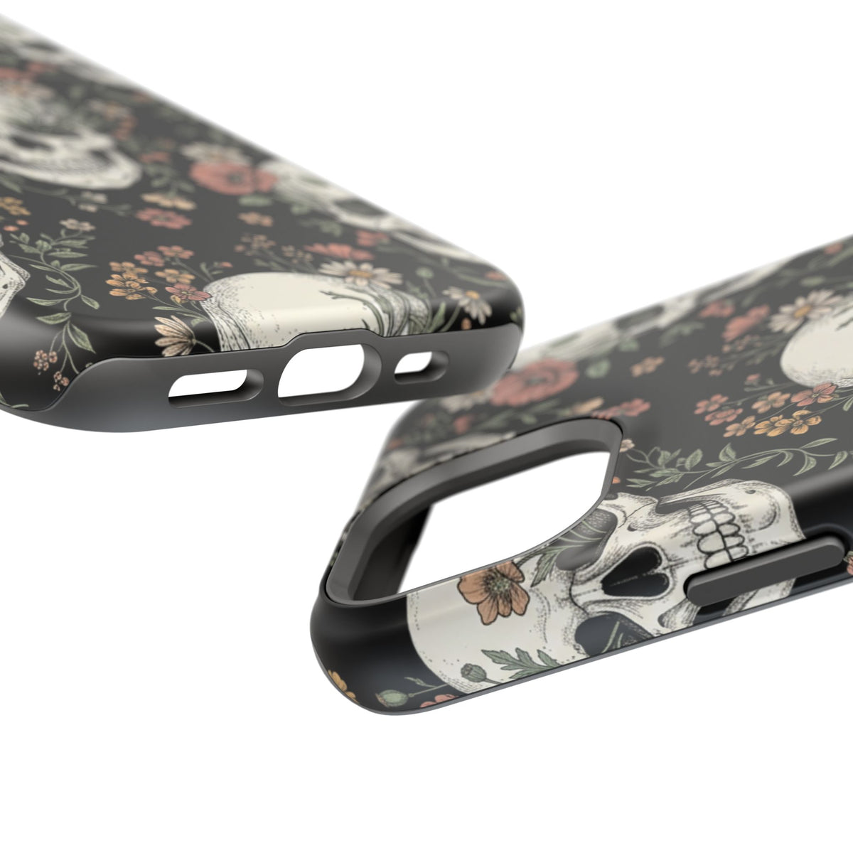 Skull & Floral Magnetic Phone Case — Impact-Resistant iPhone Cover