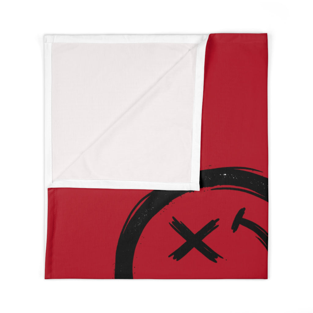 Little Rebel Baby Swaddle Blanket — Red Drip Smiley Newborn Wrap