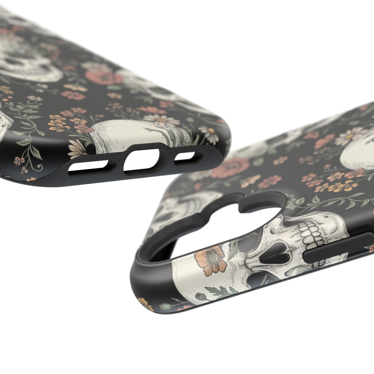 Skull & Floral Magnetic Phone Case — Impact-Resistant iPhone Cover