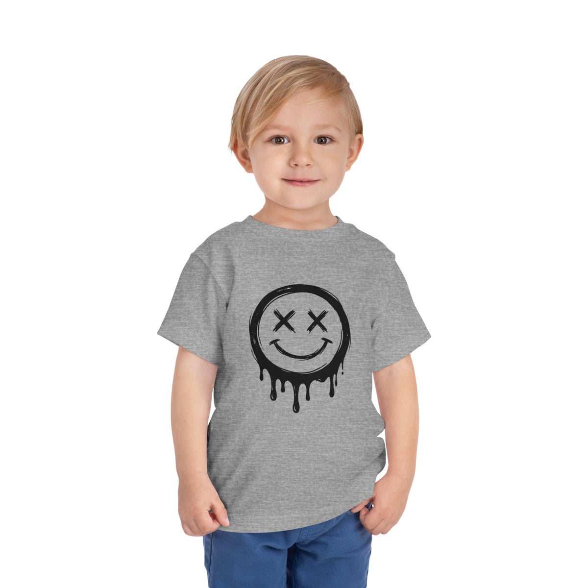 Toddler Tee — Dripping Smiley Face Graphic Kids Shirt