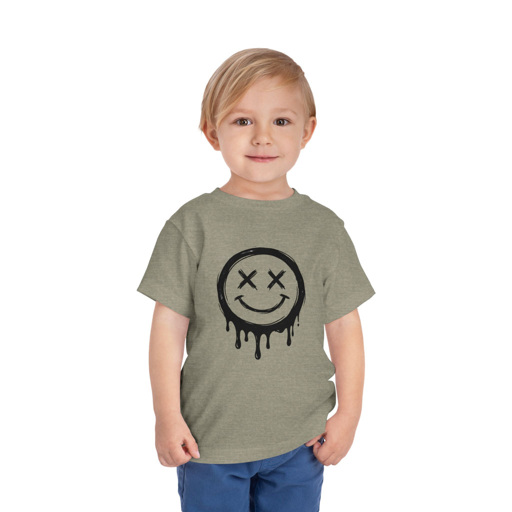 Toddler Tee — Dripping Smiley Face Graphic Kids Shirt
