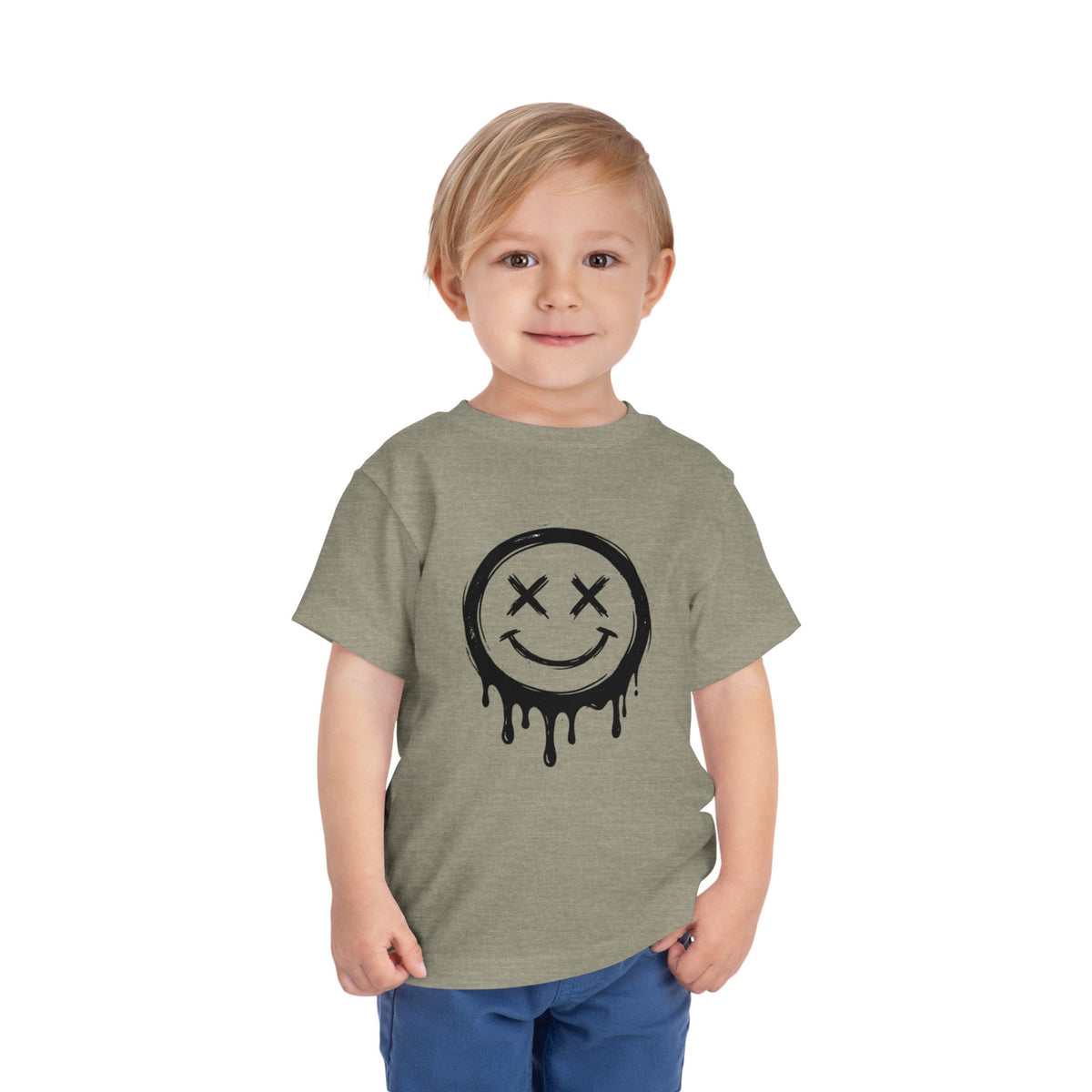 Toddler Tee — Dripping Smiley Face Graphic Kids Shirt