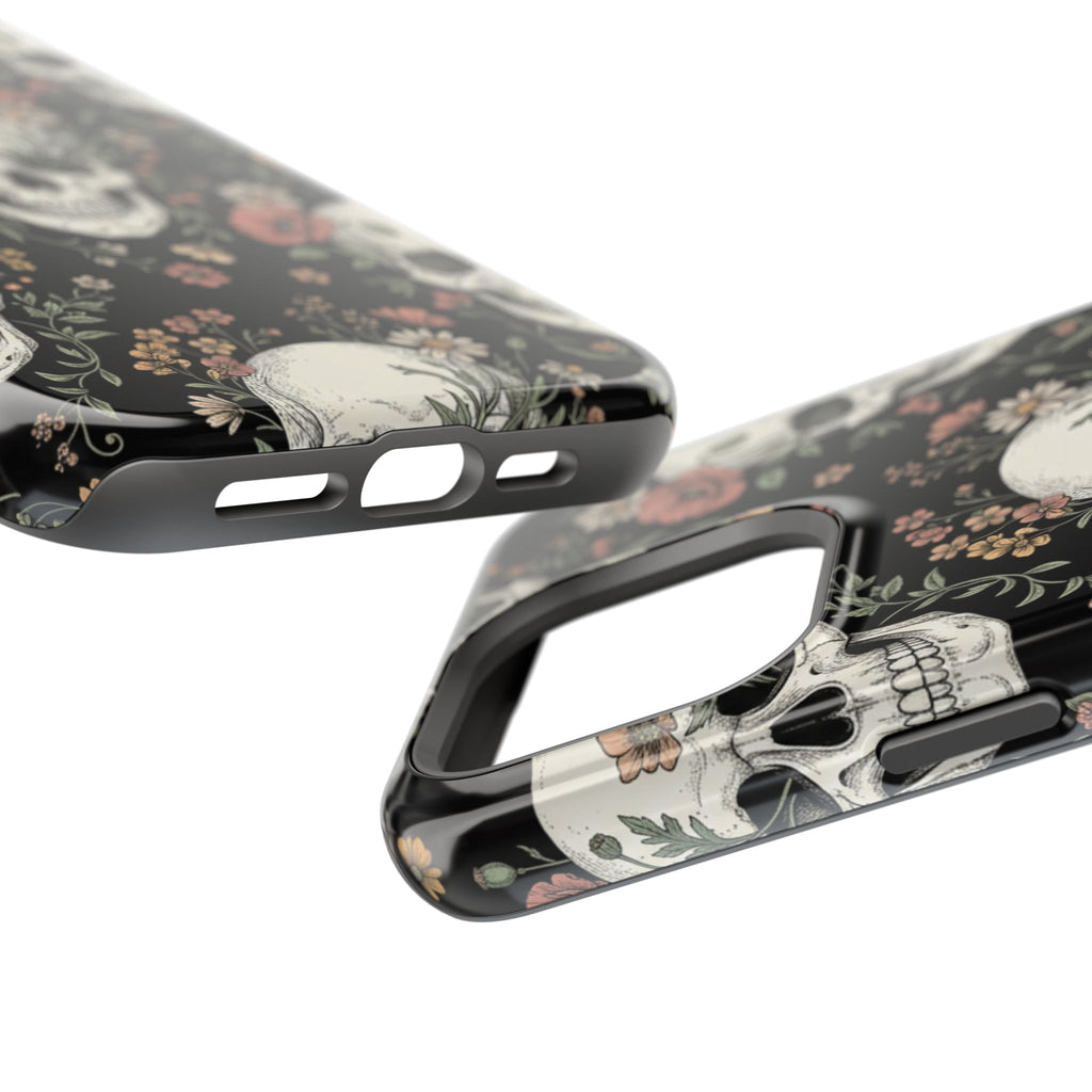Skull & Floral Magnetic Phone Case — Impact-Resistant iPhone Cover