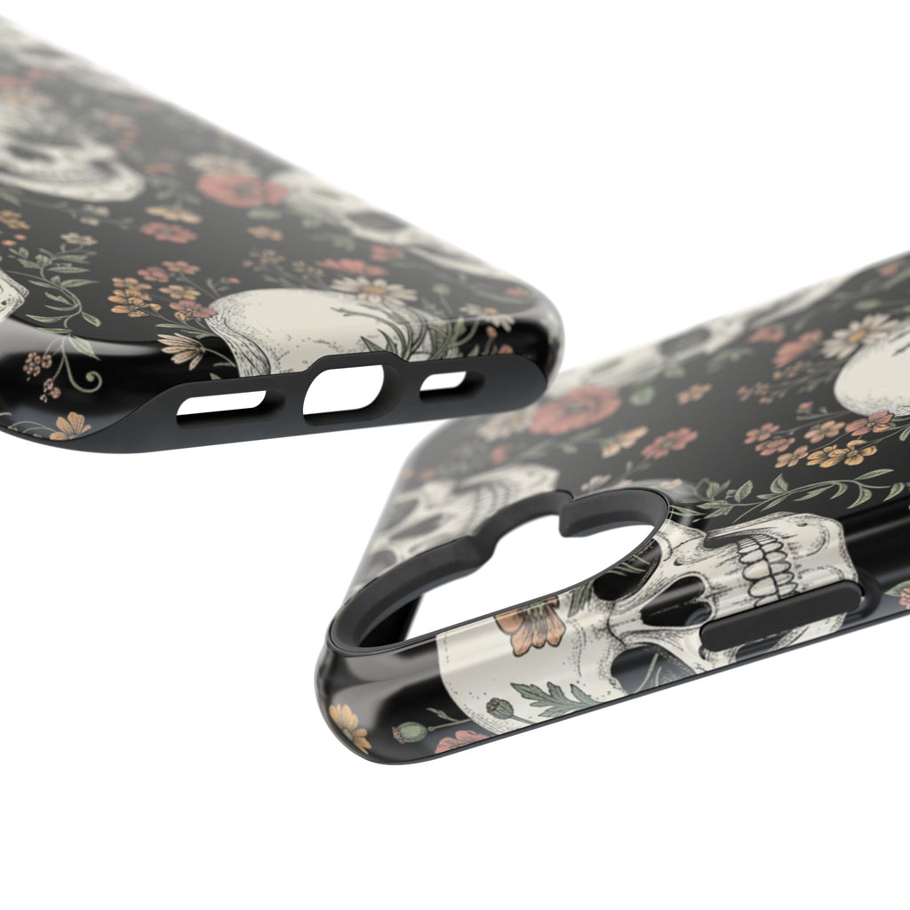 Skull & Floral Magnetic Phone Case — Impact-Resistant iPhone Cover