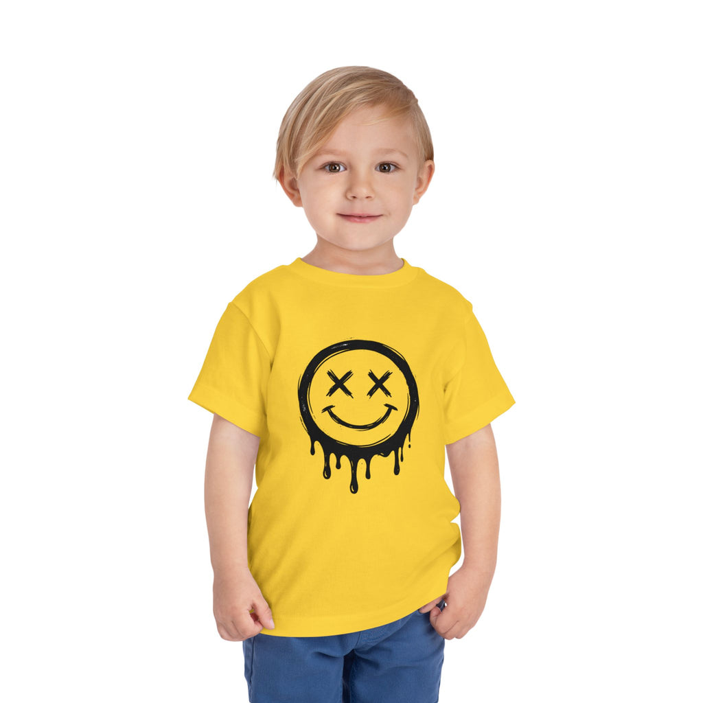 Toddler Tee — Dripping Smiley Face Graphic Kids Shirt