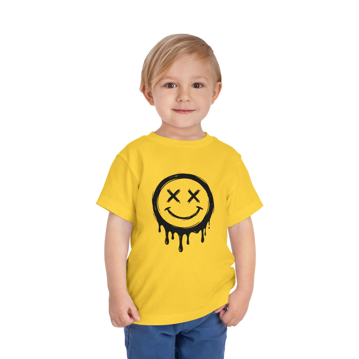 Toddler Tee — Dripping Smiley Face Graphic Kids Shirt
