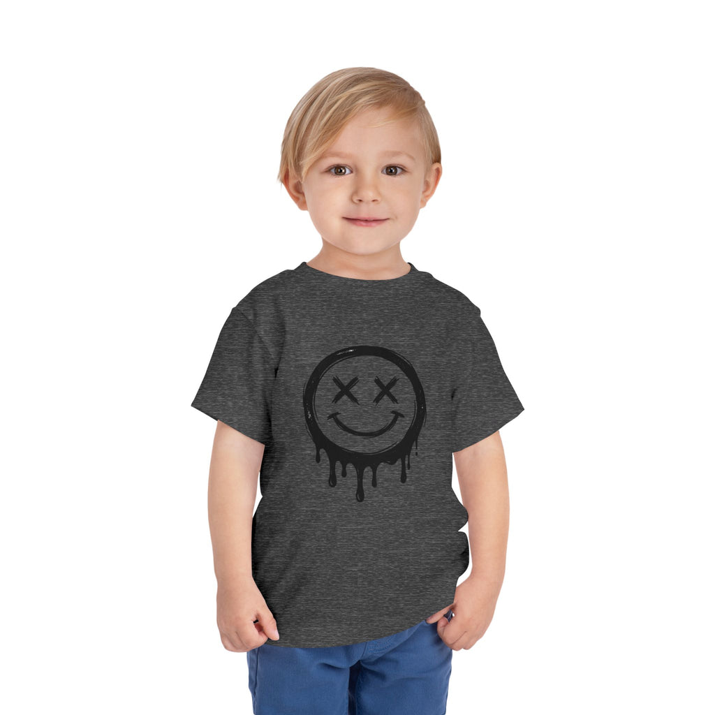 Toddler Tee — Dripping Smiley Face Graphic Kids Shirt