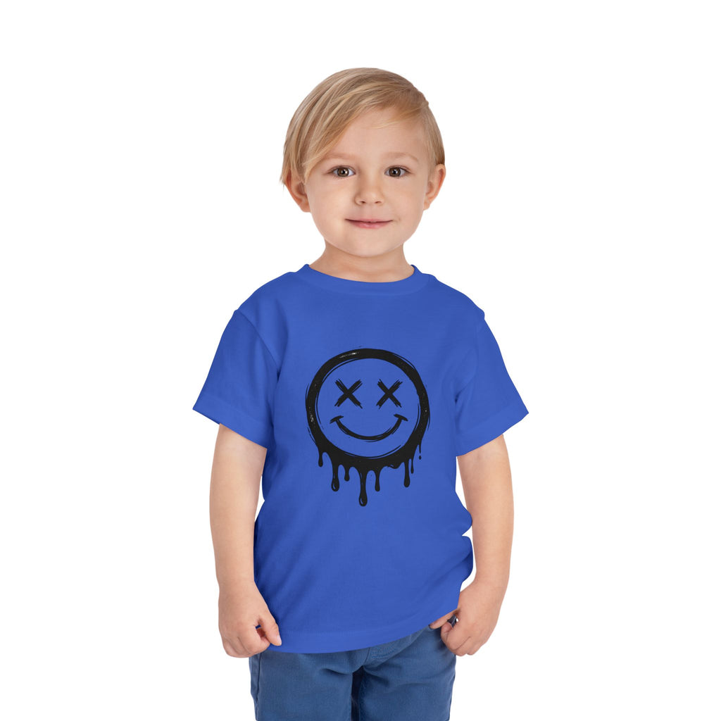 Toddler Tee — Dripping Smiley Face Graphic Kids Shirt
