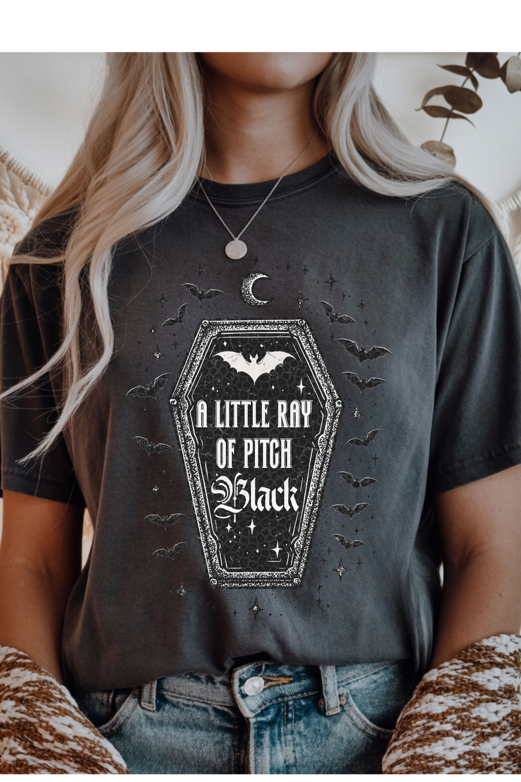 Ray of Pitch Black Cotton Graphic Tee | Sunshine Not Included