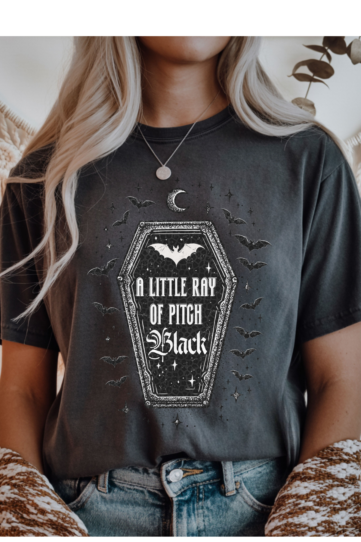 Ray of Pitch Black Cotton Graphic Tee | Sunshine Not Included