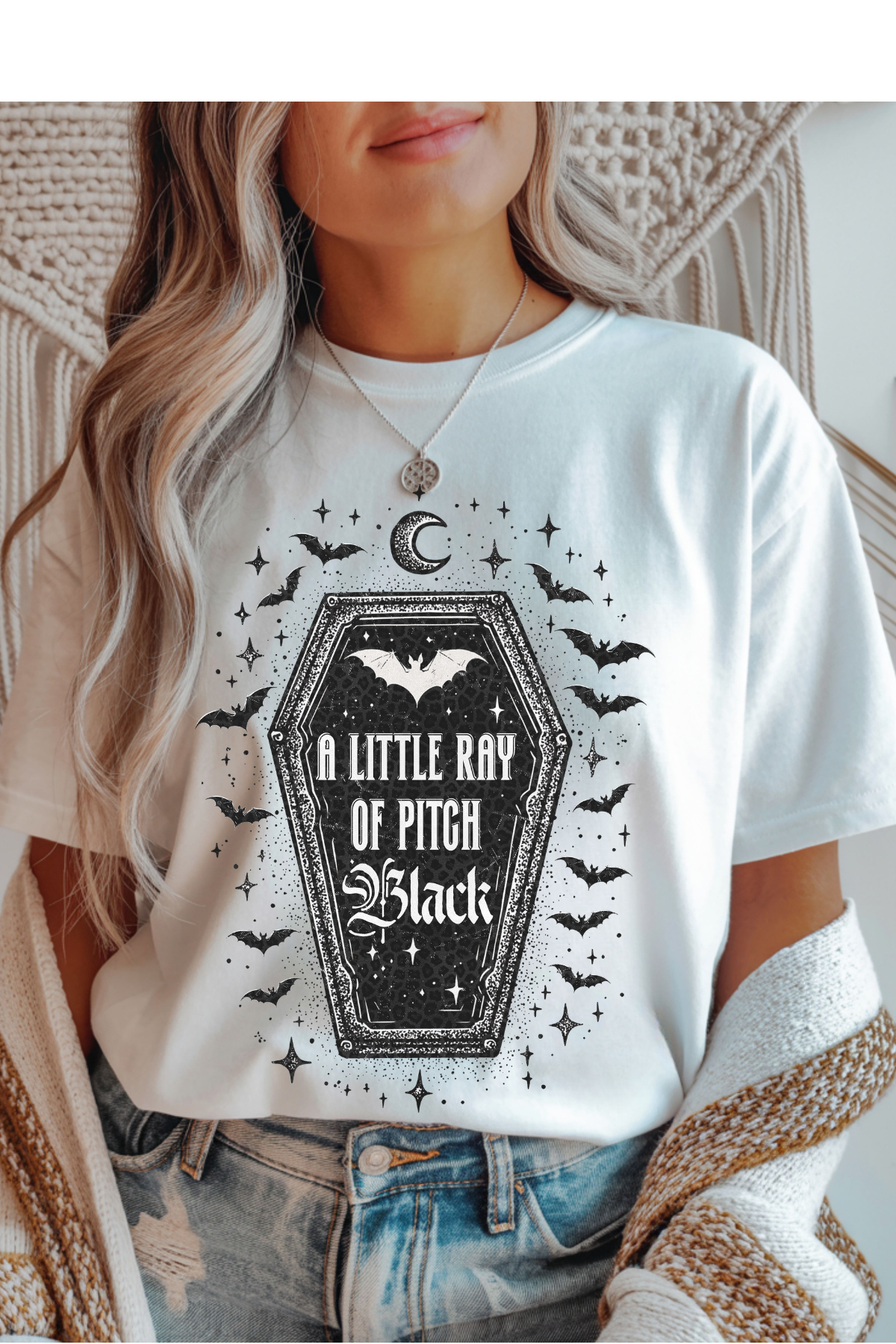 Ray of Pitch Black Cotton Graphic Tee | Sunshine Not Included